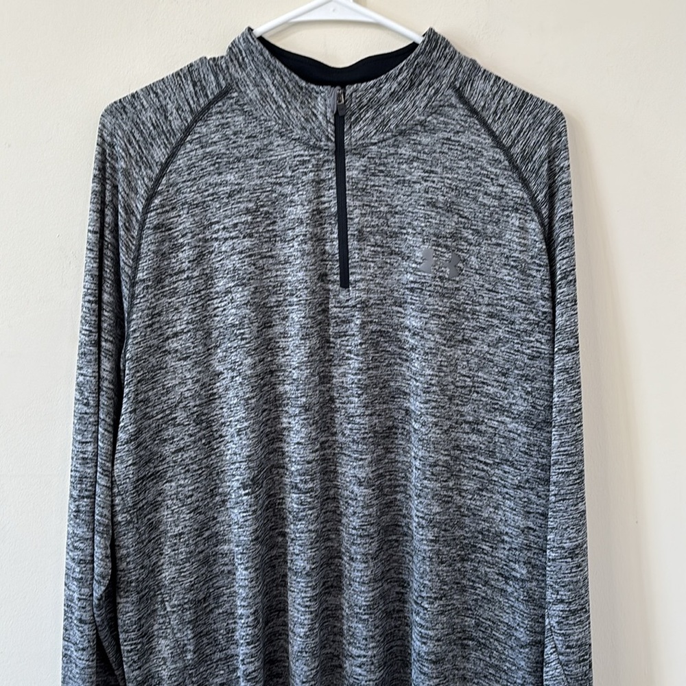 Under Armour Men’s Tech 1/2 Zip Long Sleeve Black Marled Size XL - Picture 2 of 8